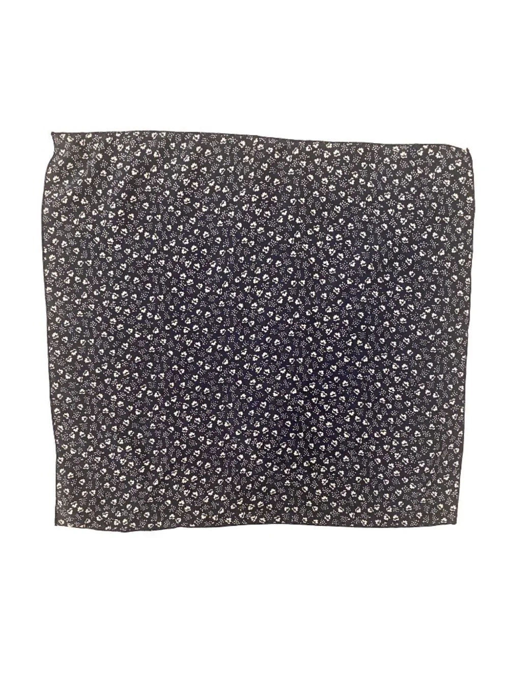 Vintage Rodier Navy Blue Floral Silk Scarf + Matching Neckerchief Pocket Square